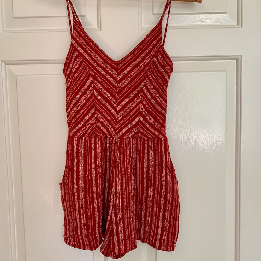 Red and White Stripped Romper